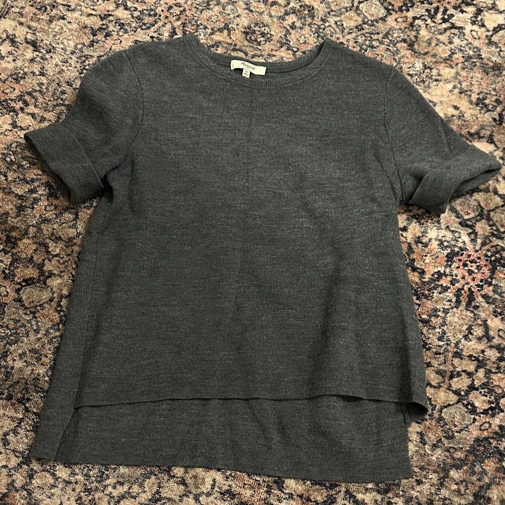Madewell Wool Blend Charcoal Knit Top, M